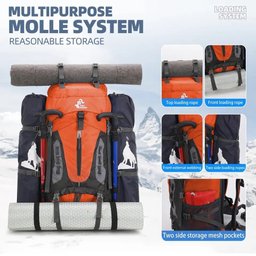 Mochila Trilha Camping Caminhada Viagem Confort 60L:Laranja - 8