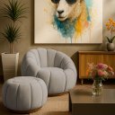 Ver imagem 2 de Puff Decorativo Orgânico Fixo Nuvem Veludo Bege - Loja Sheep