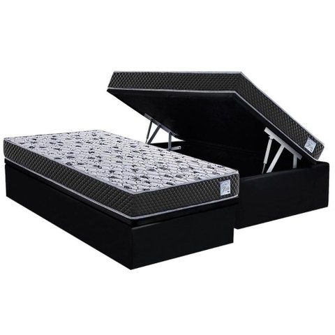 Conjunto Box Baú Solteiro: Colchão Molas Herval Compact Ag 65 / Ag Biello + Base Crc Suede Black (