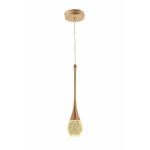 Pendente 08×36cm 5w 3000k 250lm Bivolt Metal Dourado+cristal