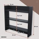 Ver imagem 5 de Porta Tempero de Parede para Condimentos Cor Prerto com 3 Prateleiras e Suporte para Talheres