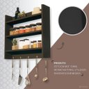 Ver imagem 4 de Porta Tempero de Parede para Condimentos Cor Prerto com 3 Prateleiras e Suporte para Talheres