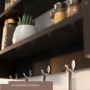 Ver imagem 3 de Porta Tempero de Parede para Condimentos Cor Prerto com 3 Prateleiras e Suporte para Talheres