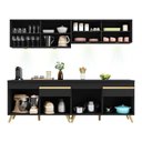 Ver imagem 4 de Armário De Cozinha Compacta 240cm Com Led Preto/dourado