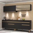 Ver imagem 1 de Armário De Cozinha Compacta 240cm Com Led Preto/dourado