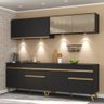 Armário De Cozinha Compacta 240cm Com Led Preto/dourado - 1