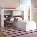 Ver imagem 4 de Cama Solteiro Multifuncional com Baú e Escrivaninha Lion Branco
