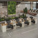 Ver mais imagens de Estação de Trabalho 8 Lugares Smart Office 8 Mesas 6 Armários 2 Aparadores - Off White e Cedro