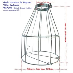 Pendente Luz Gaiola Arame 17x12 P/ Lâmp. Diversas Fio 10mts - 3