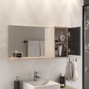 Ver imagem 4 de Conjunto Gabinete Banheiro Completo Prisma 80cm Madeirado / Preto com Tampo de Vidro