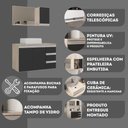 Ver imagem 7 de Conjunto Gabinete Banheiro Completo Prisma 80cm Madeirado / Preto com Tampo de Vidro