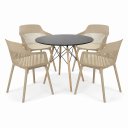 Ver imagem 2 de Conjunto de Jantar Mesa Eiffel Preta 90cm + 4 Cadeiras Marcela - Nude