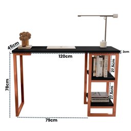 Escrivaninha Mesa Industrial em Aço com Prateleiras Cairo - 4