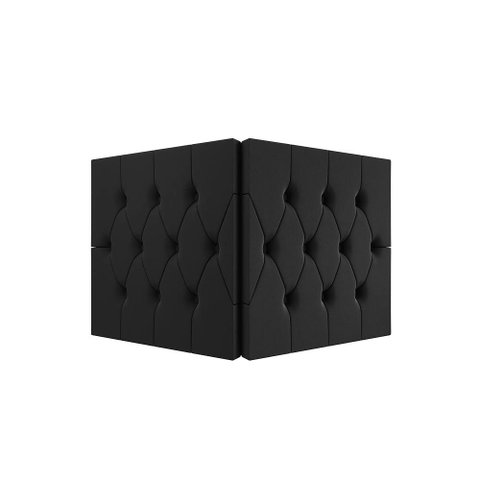 Cabeceira Elisa Solteiro Estofada Suede Capitonê Design Elegante Conforto para Quarto - Preto