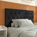 Ver imagem 2 de Cabeceira Elisa Solteiro Estofada Suede Capitonê Design Elegante Conforto para Quarto - Preto