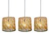 Kit 3 Lustre Rustico Pendente Luminária Teto Taboa Fibra Natural Tamanhos P M G Kit com 3 Peças:pequ - 1