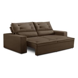 Sofá Retrátil e Reclinável 3 lugares com Molas 1,80m Lais Suede Marrom Adonai Estofados - 3