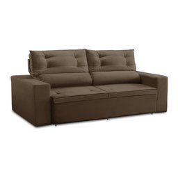 Sofá Retrátil e Reclinável 3 lugares com Molas 1,80m Lais Suede Marrom Adonai Estofados - 4