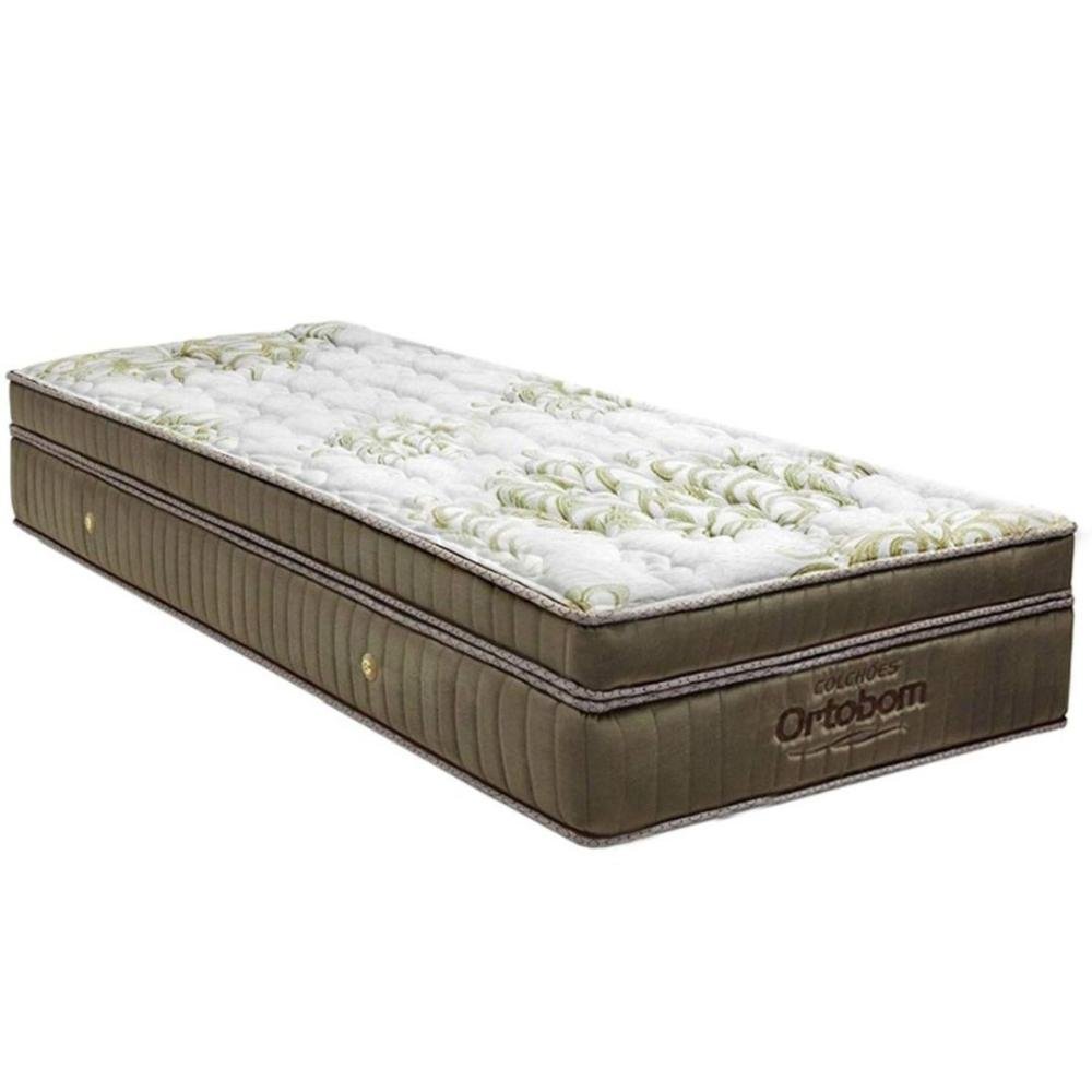 Conjunto Cama Box Ortobom Super King Gold Ultra Gel Base Camurca Cinza