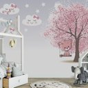 Ver imagem 4 de Papel de Parede Gatinha Árvore Rosa Infantil para Quarto de Bebê M² Pp58