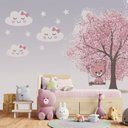 Ver imagem 3 de Papel de Parede Gatinha Árvore Rosa Infantil para Quarto de Bebê M² Pp58