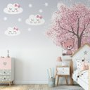 Ver imagem 2 de Papel de Parede Gatinha Árvore Rosa Infantil para Quarto de Bebê M² Pp58