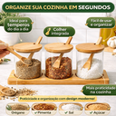Ver imagem 4 de Porta Temperos Vidro com Suporte e Colher – Kit 3 Potes 400ml com Tampa de Bambu