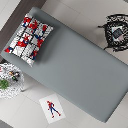 Jogo de Cama Solteiro Portallar Malha Misto 2pçs Spider Quadrinhos Cinza - 1