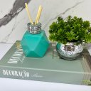 Ver imagem 3 de Kit livro Decoração Luxo + vaso prata + difusor de vidro