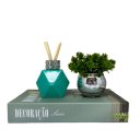 Ver imagem 1 de Kit livro Decoração Luxo + vaso prata + difusor de vidro