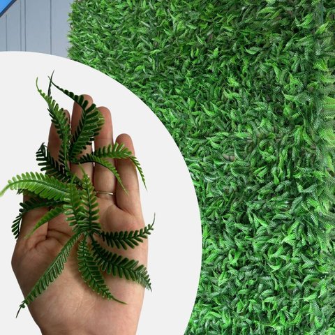 16 Placas Artificiais de Samambaia Decorativa Folhagem Realista Parede Verde Muro Inglês Permanente