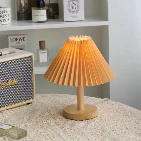 Abajur Nordic plissado candeeiro de mesa diy dobrável 5v usb 220v arte atmosfera quarto cabeceira lu