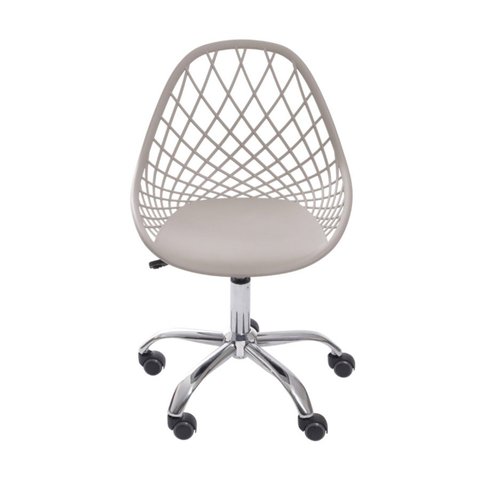 Cadeira Base Rodízio Kaila Or Design Cinza/Fendi/Cromado