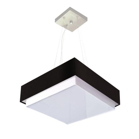Lustre para Sala de Jantar Vivare Md-4404 Cúpula em Tecido 50x50cm Cor Preto Bivolt