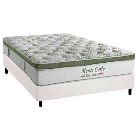 Conjunto Box Casal: Colchão Molas Herval Ensacadas Monte Carlo Visco + Base Crc Corano White (