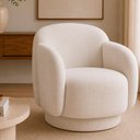 Ver imagem 2 de Poltrona Decorativa Oliva Base Giratória Linho Off White - Sallar Home