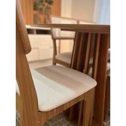 Kit Mesa Oval 4 Cadeiras de Jantar Tela 100% Mdf Branco/bege Dalla Costa - 7