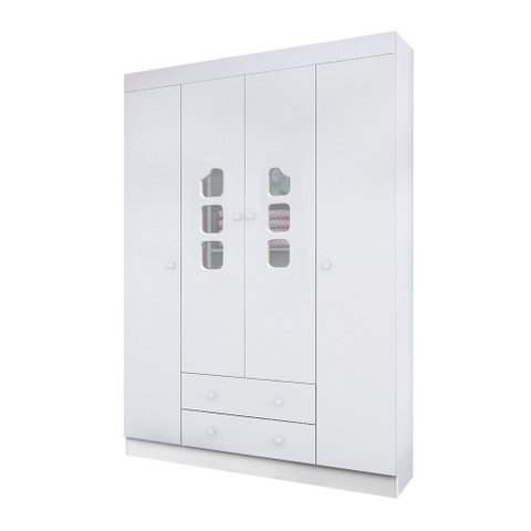 Guarda Roupa Infantil Lina 147cm 100% Mdf Branco Brilho - Sallar Home