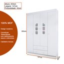 Ver imagem 3 de Guarda Roupa Infantil Lina 147cm 100% Mdf Branco Brilho - Sallar Home