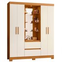 Ver imagem 1 de Guarda Roupa Casal Olimpia 4 Portas Bater 2 Gavetas Cinamomo-Off White MDP