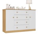 Ver imagem 2 de Cômoda Infantil 125cm 2 Portas e 4 Gavetas Encanto Multimóveis Mp4450 Madeirado/branco Madeirado/