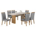 Ver imagem 1 de Mesa de Jantar Júlia 180x90cm Cinamomo Off White com 6 Cadeiras Lara Linho Prata - Valdemóveis