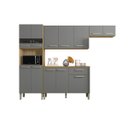 Ver imagem 6 de Armário de Cozinha Compacta Versalhes 12 Portas, 1 Gaveta e Balcão com Tampo em Mdp Freijó/gris - Ki