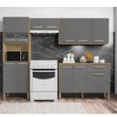 Ver imagem 5 de Armário de Cozinha Compacta Versalhes 12 Portas, 1 Gaveta e Balcão com Tampo em Mdp Freijó/gris - Ki