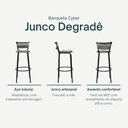 Ver imagem 3 de Kit 6 Banquetas Alta para Cozinha Junco Degradê Bancada Bistrô Balcão Ilhas Área Gourmet Piscina