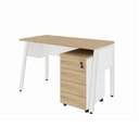 Ver imagem 2 de Mesa Escrivaninha 120cm x 60cm Tampo Chanfrado e Gaveteiro Móvel com 4 Gavetas F5 Office Cor:Macad