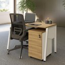 Ver imagem 7 de Mesa Escrivaninha 120cm x 60cm Tampo Chanfrado e Gaveteiro Móvel com 4 Gavetas F5 Office Cor:Macad
