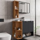 Ver imagem 2 de Gabinete para Banheiro com Cuba e Espelho Siesta B02 Preto Fosco Naturalle - Lyam Decor
