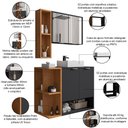 Ver imagem 4 de Gabinete para Banheiro com Cuba e Espelho Siesta B02 Preto Fosco Naturalle - Lyam Decor