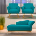 Ver imagem 1 de Kit Diva Recamier Vanessa 160cm Lado Esquerdo e 02 Poltronas Laura Suede - Doce Sonho Móveis RECAMIE